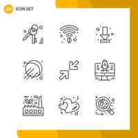 9 Icon Set Line Style Icon Pack Outline Symbols isolated on White Backgound for Responsive Website Designing vector