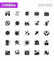 25 Solid Glyph Corona Virus pandemic vector illustrations kit medicine home medical case stay home viral coronavirus 2019nov disease Vector Design Elements