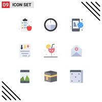 Set of 9 Modern UI Icons Symbols Signs for drink beverage global report page Editable Vector Design Elements