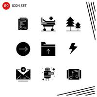 Collection of 9 Vector Icons in solid style Pixle Perfect Glyph Symbols for Web and Mobile Solid Icon Signs on White Background 9 Icons