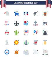 Editable Vector Flat Pack of USA Day 25 Simple Flats of election american book weapon gun Editable USA Day Vector Design Elements