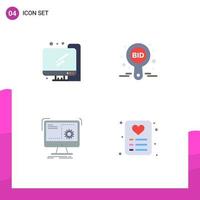 4 Creative Icons Modern Signs and Symbols of computer computer bid compete process Editable Vector Design Elements