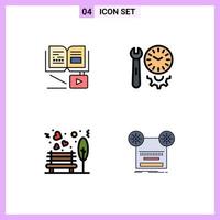 Set of 4 Modern UI Icons Symbols Signs for growth bench education preferences outdoor Editable Vector Design Elements