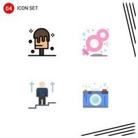 4 Universal Flat Icon Signs Symbols of cream up day symbol man Editable Vector Design Elements