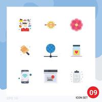 9 Universal Flat Color Signs Symbols of candy marshmallow development food flower Editable Vector Design Elements