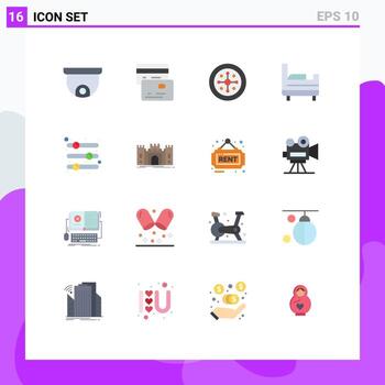 16 User Interface Flat Color Pack of modern Signs and Symbols of castle preference holiday options configuration Editable Pack of Creative Vector Design Elements