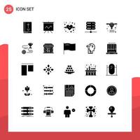 Universal Icon Symbols Group of 25 Modern Solid Glyphs of target direct metal laser sintering valentine direct server Editable Vector Design Elements