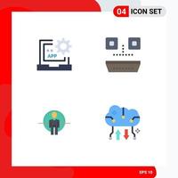 Flat Icon Pack of 4 Universal Symbols of app man development food login Editable Vector Design Elements