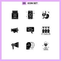 Stock Vector Icon Pack of 9 Line Signs and Symbols for speaker announce navigation megaphone stomach Editable Vector Design Elements