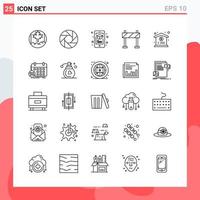 colección de 25 iconos vectoriales en estilo de línea símbolos de contorno modernos para web y signo de icono de línea móvil aislado en fondo blanco 25 iconos vector