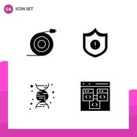 Glyph Icon set Pack of 4 Solid Icons isolated on White Background for responsive Website Design Print and Mobile Applications vector