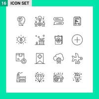 conjunto de 16 iconos de interfaz de usuario modernos signos de símbolos para diseño de presentación idea página mensajería elementos de diseño vectorial editables vector