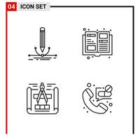 4 General Icons for website design print and mobile apps 4 Outline Symbols Signs Isolated on White Background 4 Icon Pack vector