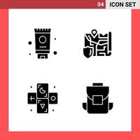 4 Icon Pack Solid Style Glyph Symbols on White Background Simple Signs for general designing vector