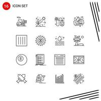 Set of 16 Modern UI Icons Symbols Signs for clothing sign click close coffee Editable Vector Design Elements