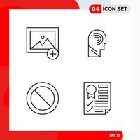 Creative Set of 4 Universal Outline Icons isolated on White Background vector