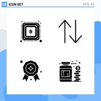 Modern 4 solid style icons Glyph Symbols for general use Creative Solid Icon Sign Isolated on White Background 4 Icons Pack vector