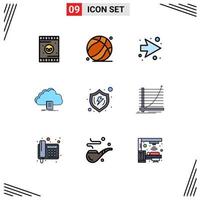 Stock Vector Icon Pack of 9 Line Signs and Symbols for safe download arrow file access Editable Vector Design Elements