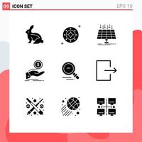 Pack of 9 Modern Solid Glyphs Signs and Symbols for Web Print Media such as debt help star smart city energy Editable Vector Design Elements