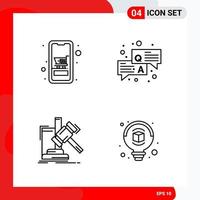 Creative Set of 4 Universal Outline Icons isolated on White Background vector