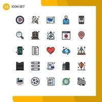 Filled line Flat Color Pack of 25 Universal Symbols of interface user states people human Editable Vector Design Elements