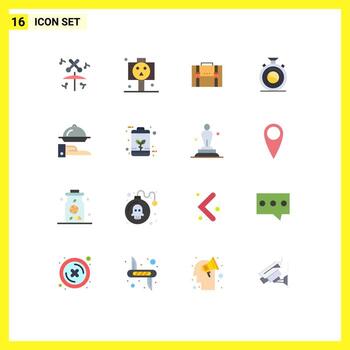 Set of 16 Modern UI Icons Symbols Signs for practice concentration business clock portfolio Editable Pack of Creative Vector Design Elements