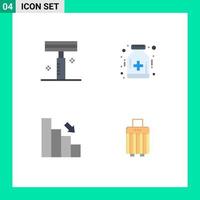 Pack of 4 Modern Flat Icons Signs and Symbols for Web Print Media such as beauty business salon health down Editable Vector Design Elements