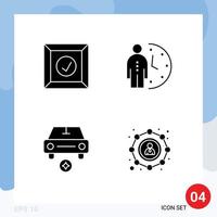 4 User Interface Solid Glyph Pack of modern Signs and Symbols of box important clock optimization vehicles Editable Vector Design Elements