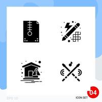 Modern Pack of 4 Icons Solid Glyph Symbols isolated on White Backgound for Website designing vector