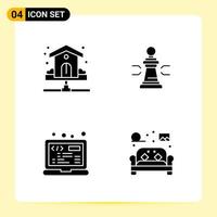 4 Creative Icons for Modern website design and responsive mobile apps 4 Glyph Symbols Signs on White Background 4 Icon Pack vector