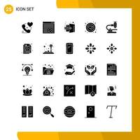 Universal Icon Symbols Group of 25 Modern Solid Glyphs of laboratory love webpage heart out Editable Vector Design Elements