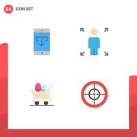 Pack of 4 creative Flat Icons of application trolley mobile opportunity shopping Editable Vector Design Elements