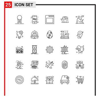 paquete de interfaz de usuario de 25 líneas básicas de elementos de diseño vectorial editables de madera empresarial de navegador de bandera de montaña vector