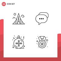 Mobile Interface Line Set of 4 Pictograms of building ball landmark conversation snowflake Editable Vector Design Elements