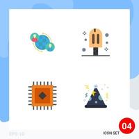 Pack of 4 creative Flat Icons of connected carpet internet cream hat Editable Vector Design Elements