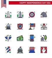 16 iconos creativos de estados unidos signos de independencia modernos y símbolos del 4 de julio del águila estatal estadounidense águila de indianapolis elementos de diseño vectorial editables del día de estados unidos vector