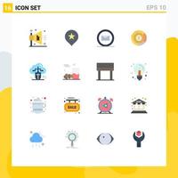 Pictogram Set of 16 Simple Flat Colors of data connected e commerce cloud share Editable Pack of Creative Vector Design Elements