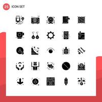 Pack of 25 Modern Solid Glyphs Signs and Symbols for Web Print Media such as connection wallpaper address repair interior Editable Vector Design Elements