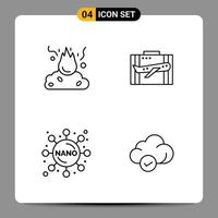 4 Black Icon Pack Outline Symbols Signs for Responsive designs on white background 4 Icons Set vector