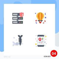 Group of 4 Flat Icons Signs and Symbols for data screw security hot hardware Editable Vector Design Elements