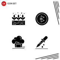 colección de 4 iconos vectoriales en estilo sólido símbolos de glifo perfecto de píxeles para web y signos de iconos sólidos móviles sobre fondo blanco 4 iconos vector