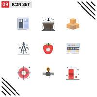 9 Thematic Vector Flat Colors and Editable Symbols of health apple marketing science compass Editable Vector Design Elements