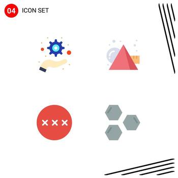 4 Universal Flat Icon Signs Symbols of management secure art cubes cells Editable Vector Design Elements
