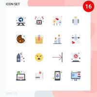 Mobile Interface Flat Color Set of 16 Pictograms of food bite balloon person hands Editable Pack of Creative Vector Design Elements