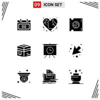 9 Icons Solid Style Grid Based Creative Glyph Symbols for Website Design Simple Solid Icon Signs Isolated on White Background 9 Icon Set vector