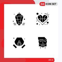 Set of 4 Commercial Solid Glyphs pack for lantern player eid basketball mask Editable Vector Design Elements