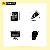 4 Creative Icons for Modern website design and responsive mobile apps 4 Glyph Symbols Signs on White Background 4 Icon Pack vector