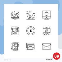 9 Outline concept for Websites Mobile and Apps business game meat fun targeting Editable Vector Design Elements