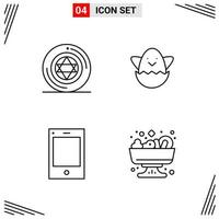 4 Icons Line Style Grid Based Creative Outline Symbols for Website Design Simple Line Icon Signs Isolated on White Background 4 Icon Set vector