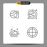 4 Thematic Vector Filledline Flat Colors and Editable Symbols of earth share hot conversion rain Editable Vector Design Elements